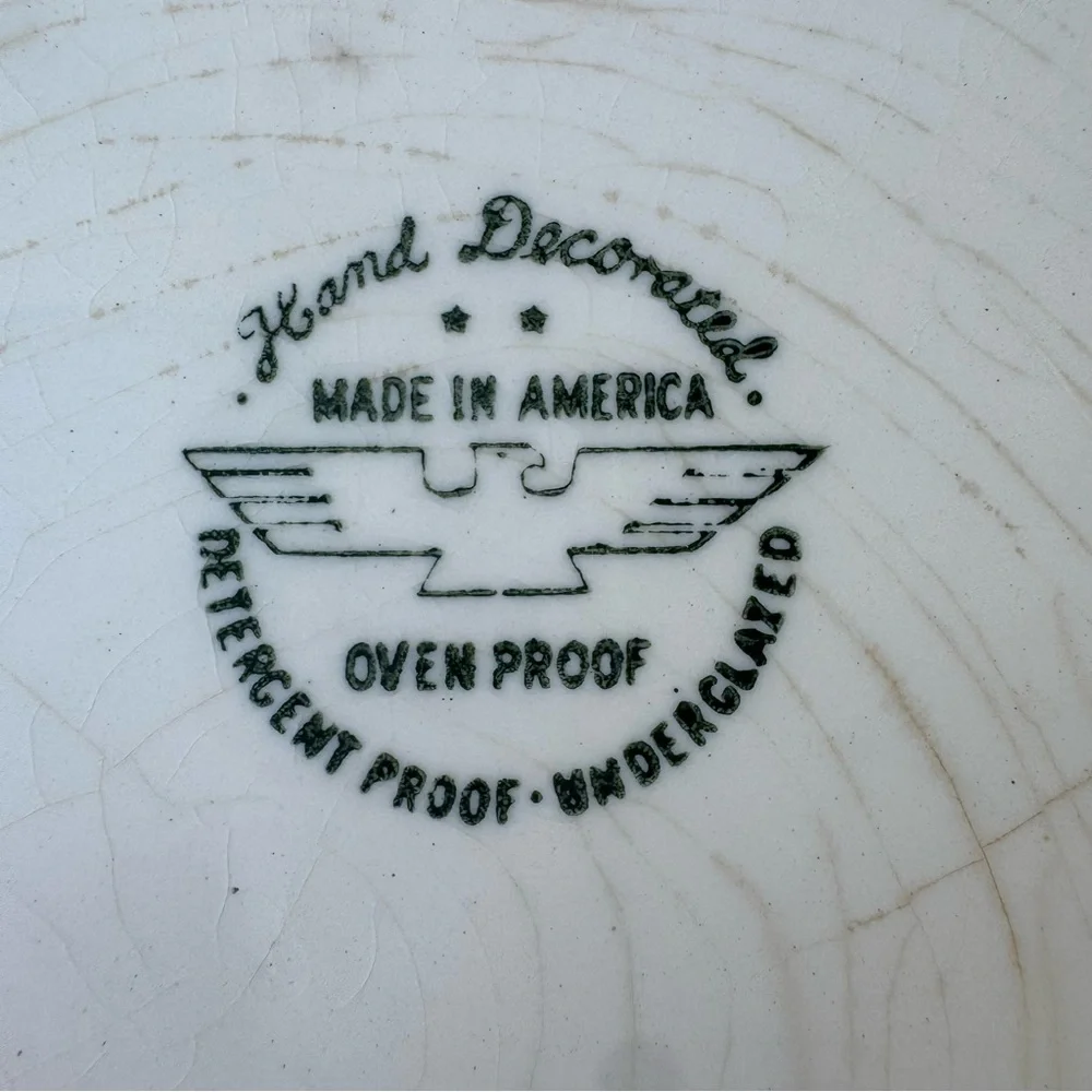 Vintage 1950s Mid Century Modern Stetson Marcrest Blue Patterned Dinner Plates